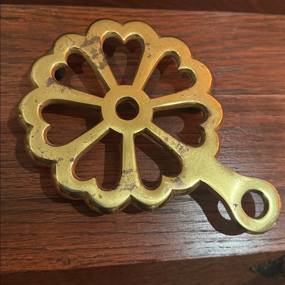 VTG Brass Lacquered Trivet Made in India